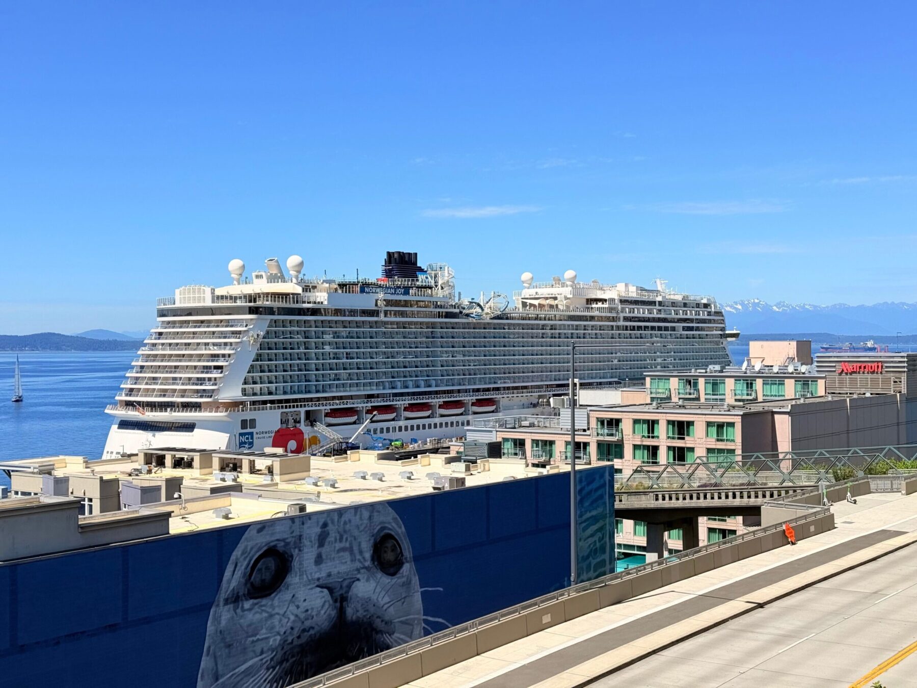 Norwegian Joy docked at Seattle’s Bell Street Cruise Terminal